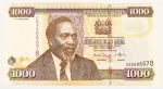Numismática, Kenya. 1000 Shilingi 2009.