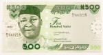 Numismática, Nigéria. 500 Nairas 2022.