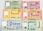 Numismática, Líbano. Série com 6 peças Flor de Estampa, incluindo 50.000 - 100.000 Livres.