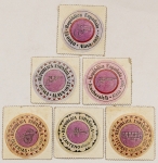 Numismática, Espanha. Provisional. 6 Peças Lastreadas com selos. 