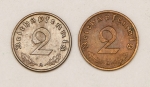 Numismática, Alemanha. 2 Peças 2 Reichspfennig. Período Nazista.