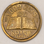 Numismática, Brasil. 1000 Réis 1935 Módulo Maior.
