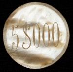 Numismática, Brasil. Linda Ficha em Madrepérola do Jockey Club do Rio de Janeiro. 5000 Réis 34 mm.