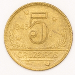 Numismática, Brasil. 5 cruzeiros 1943.