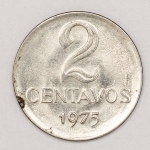Numismática, Brasil. 2 centavos 1975. Escassa. Flor de Cunho.