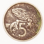 Numismática, Nova Zelândia. 5 centavos 1967. 