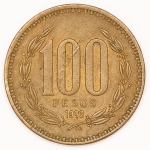 Numismática, Chile. 100 pesos 1993. Soberba. Flor de Cunho.