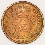 Numismática, Dinamarca. 1 krone 1939.