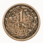 Numismática, Países Baixos (Holanda). 1 centavo 1914. 
