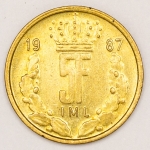 Numismática, Luxemburgo. 5 francos 1987. Flor de Cunho.
