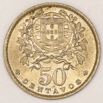 Numismática, Portugal. 50 centavos 1957.