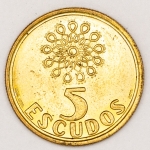 Numismática, Portugal. 5 escudos 1992. Flor de Cunho.