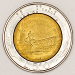 Numismática, Itália. 500 liras 1985. Flor de Cunho.