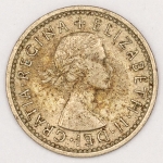 Numismática, Reino Unido. 6 pence 1954. 