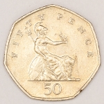 Numismática, Reino Unido. 50 pence. 1997.