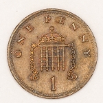 Numismática, Reino Unido. 1 penny 1989.
