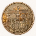 Numismática, Checoslováquia. 10 heller. 1923.