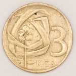 Numismática, Checoslováquia. 3 korun. 1966.