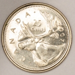 Numismática, Canadá. 25 cents 2007.