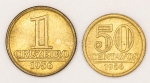 Numismática, Brasil. 50 centavos 1 cruzeiro (módulo menor) 1956. Flor de cunho. 