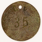 Numismática. Antiga ficha particular com uso de moeda de cobre. 