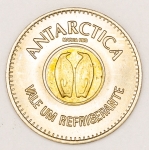 Numismática, Ficha Antártica. Vale refrigerante. Flor de Cunho.