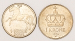 Numismática, Noruega. 1 krone 1962 - 1974. 