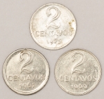 Numismática, Brasil. 2 centavos 1967-1969-1975. Oportunidade. 