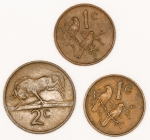 Numismática, Moedas da África do Sul. 3 moedas.