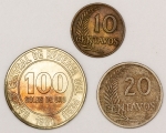 Numismática, Peru. 3 moedas. 1910 - 1953 - 1980. 