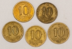 Numismática, Brasil. 10 centavos 1943 - 1944 - 1945 - 1946 - 1947.