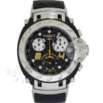 RELÓGIO TISSOT MOTO GP REF. T011417. CAIXA EM AÇO INOXIDÁVEL, COM DETALHES EM PVD NEGRO, ASSINADA TISSOT. MEDE 45mm. VIDRO EM CRISTAL DE SAFIRA. COROA EM AÇO INOXIDÁVEL, ASSINADA TISSOT. MÁQUINA QUARTZ TISSOT. PULSEIRA EM BORRACHA, ASSINADA TISSOT. FECHO EM AÇO INOXIDÁVEL, ASSINADO TISSOT. RELÓGIO FUNCIONANDO, PORÉM NÃO REVISADO. GARANTIA DE AUTENTICIDADE. PAGAMENTO PODE SER FEITO EM ATÉ 12X NOS CARTÕES DE CRÉDITO COM CUSTO OPERACIONAL DE 13% DO VALOR TOTAL DA ARREMATAÇÃO. OS LANCES SÃO IRREVOGÁVEIS E IRRETRATÁVEIS. RETIRE SUAS DÚVIDAS ENTRANDO EM CONTATO PELO NOSSO WHATSAPP (51) 98118-7815.