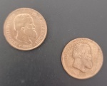 2 Moedas - Brasil - valor de 20 Reis !!  datas mais  dificieis ano de 1868 e 1870 !!! material bronze !! tempo do imperio do Brasil !!