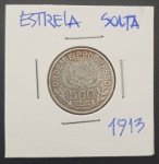 Moeda - Brasil - valor de 500 reis ano de 1913 !! material prata !! estrela soltas !! com patina de época !!