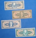 4 cedulas / Brasil - 2 e 10 Cruzeiros com autografos e seus modelos posteriores em cores diferentes !!!  !!! 