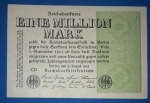 cedula / Alemanha  - Flor de estampa !!! periodo de Hiperinflação !!! Decreto de impressão do ano de 1923 !!! Valor absurdo de 1 milhão de MarKos !!! Impressão apenas 1 lado...   !!