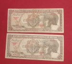 2 Cedulas / Brasil- 5 Cruzeiros Indio !! series 044   e 047 !! estado MBC !! valor de mercado= 25,00 Reais