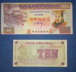 2 Cedulas / 500 Hell Bank Note ( fantasia )  !! + cedula Soldo de Guerra da Inglaterra !!  !!  
