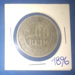 Moeda /Brasil - valor de 200 Reis ano de 1896 !! data escassa , valor inicial muito abaixo !! material niquel !!