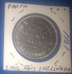 Moeda / Brasil - Prata !! 2000 Réis ano de 1911 levemente inclinada !!! , ótimo estado !!!