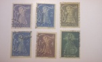 Filatelia, 6 selos Portugal, série similar, todos diferentes e antigos !!!