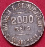  Moeda/ Brasil - valor de 2000 Reis !Material Prata !! Ano de 1911 !! Tempo da Nova republica  !! Linda patina de época !! !  !!  !! 