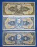  3 cedulas / Brasil - valores  de 1 , 2 e 5 Cruzeiros / autografados  !!!!Flor bde estampa e soberbas !!!!!  !!! 