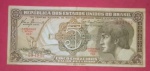Cedula ;Brasil  - valor de 5 cruzeiros (indio) !! Serie 042 - soberba   !!  Valor de estimativa de mercado = 25,00 Reais !!