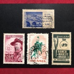 Filatelia/ 4 selos/Brasil Baden Powell - fundador do escotismo + 250 anos de São João Del Rey + campeonato feminino de basquete + Banco do Nordeste !!!