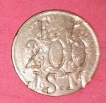  Moeda/ Brasil - 20 réis com marca de fazendeiro para uso de empregados na venda do patrão !! Grande valor histórico  !! 