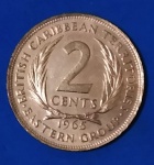 Moeda / Reino Unido Caribean Bronze !!! 2 Cents / Ano 1965 !!!
