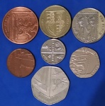 7 Moedas - Escudo Ingles !! Peças comemorativas !!! Lndo desenho @@ !! 