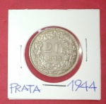  Moeda/ Prata  - valor de 2 Francos Suiços !! Ano de 1944  !! !! Alto valor internacional !!periodo da segunda guerra mundial !!  