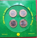 Encarte de 4 Moedas- flor de cunho !! / Brasil - Flor de Cunho !! Primeiro grupo de olimpiadas 2016 !! Modelo para venda p/ turistas !! !! acervo de colecionador !!